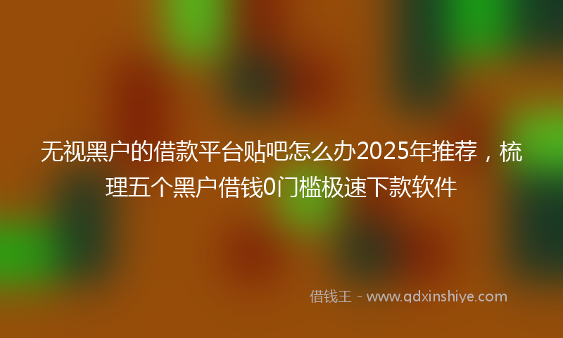无视黑户的借款平台贴吧怎么办2025年推荐，梳理五个黑户借钱0门槛极速下款软件