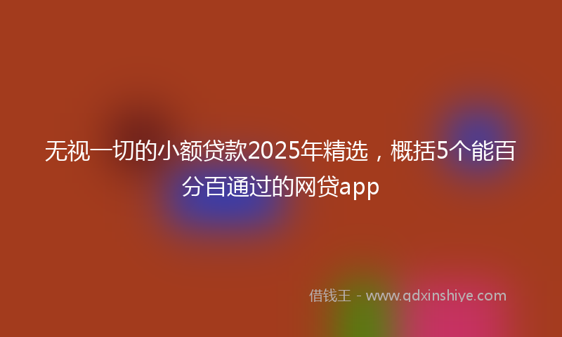 无视一切的小额贷款2025年精选，概括5个能百分百通过的网贷app
