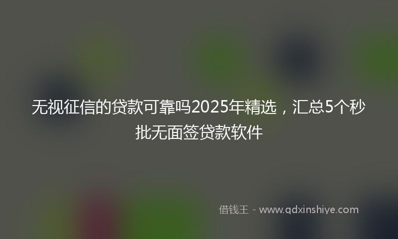 无视征信的贷款可靠吗2025年精选，汇总5个秒批无面签贷款软件