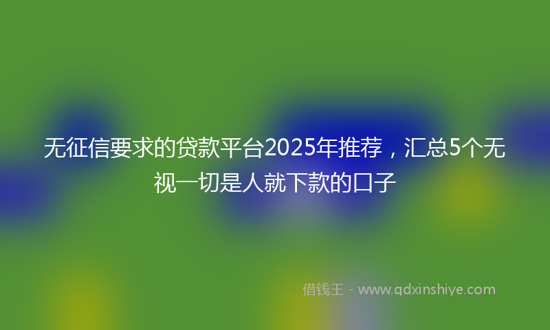 无征信要求的贷款平台2025年推荐，汇总5个无视一切是人就下款的口子