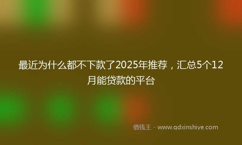 最近为什么都不下款了2025年推荐，汇总5个12月能贷款的平台