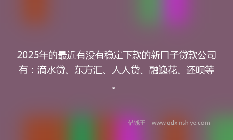 2025年的最近有没有稳定下款的新口子贷款公司有：滴水贷、东方汇、人人贷、融逸花、还呗等。