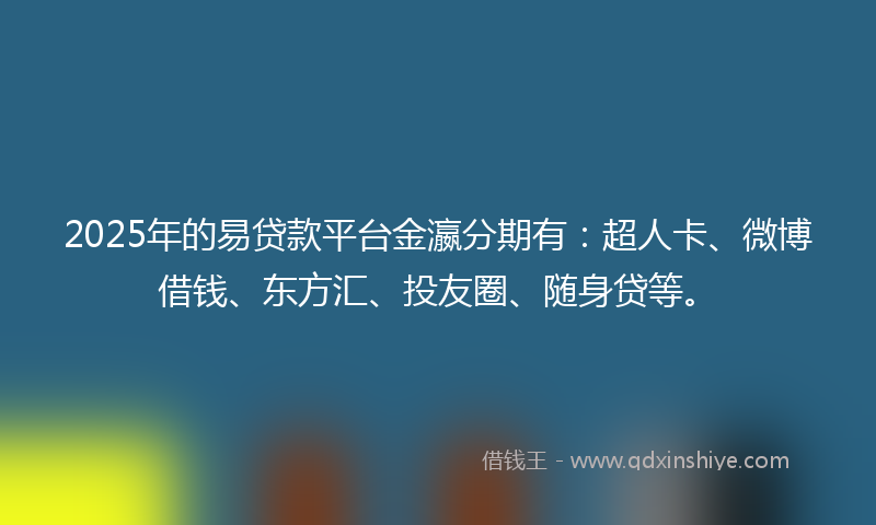 2025年的易贷款平台金瀛分期有：超人卡、微博借钱、东方汇、投友圈、随身贷等。