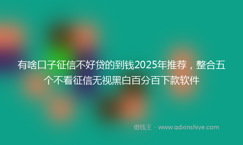 有啥口子征信不好贷的到钱2025年推荐，整合五个不看征信无视黑白百分百下款软件