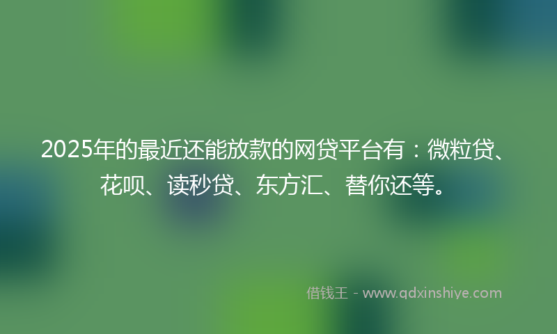 2025年的最近还能放款的网贷平台有：微粒贷、花呗、读秒贷、东方汇、替你还等。