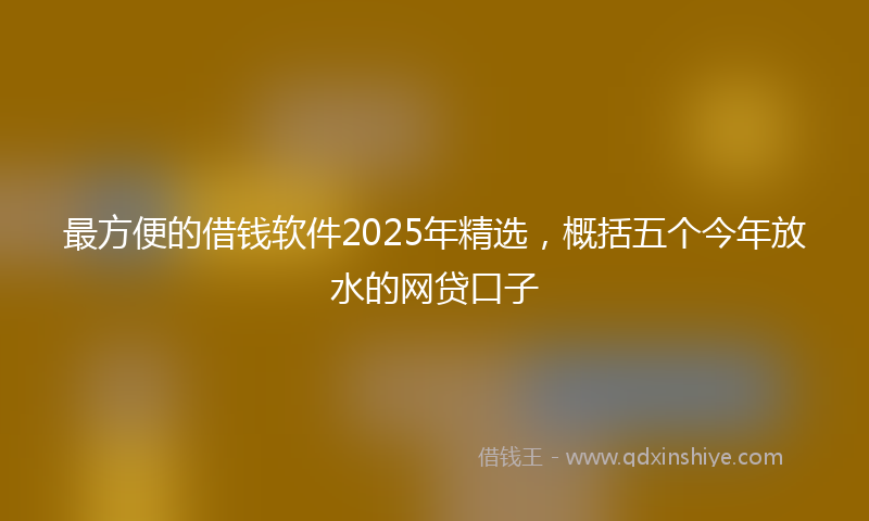 最方便的借钱软件2025年精选，概括五个今年放水的网贷口子
