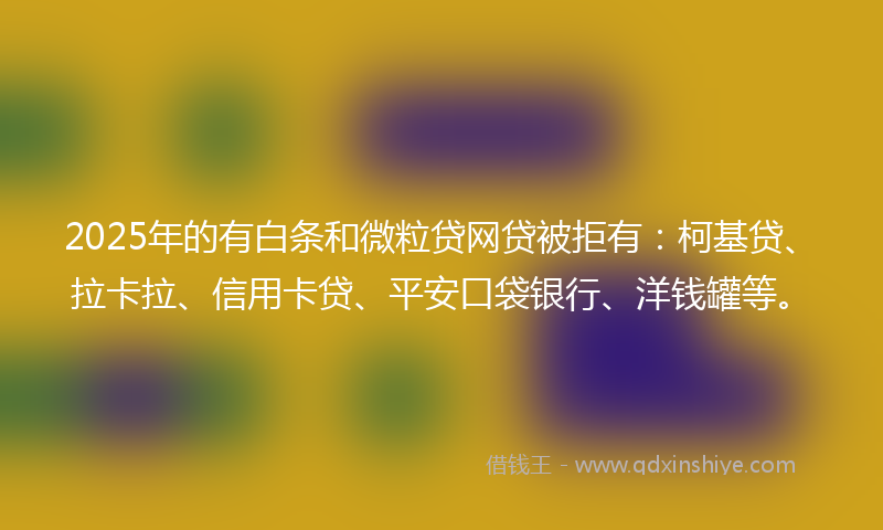 2025年的有白条和微粒贷网贷被拒有：柯基贷、拉卡拉、信用卡贷、平安口袋银行、洋钱罐等。