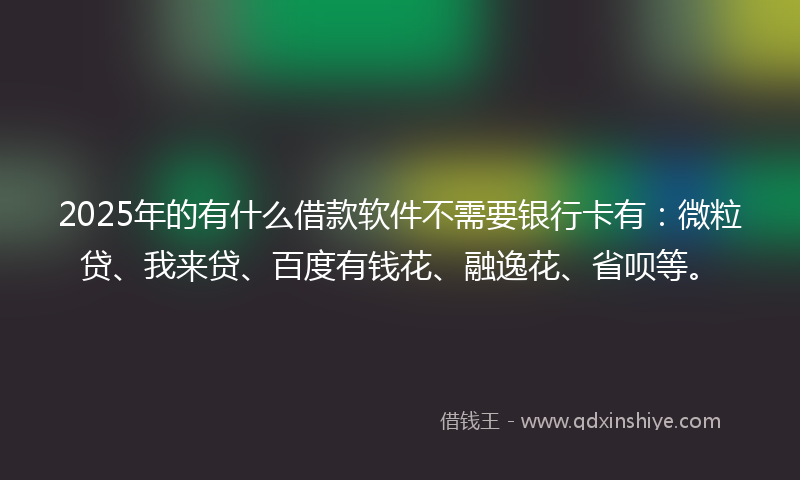 2025年的有什么借款软件不需要银行卡有：微粒贷、我来贷、百度有钱花、融逸花、省呗等。