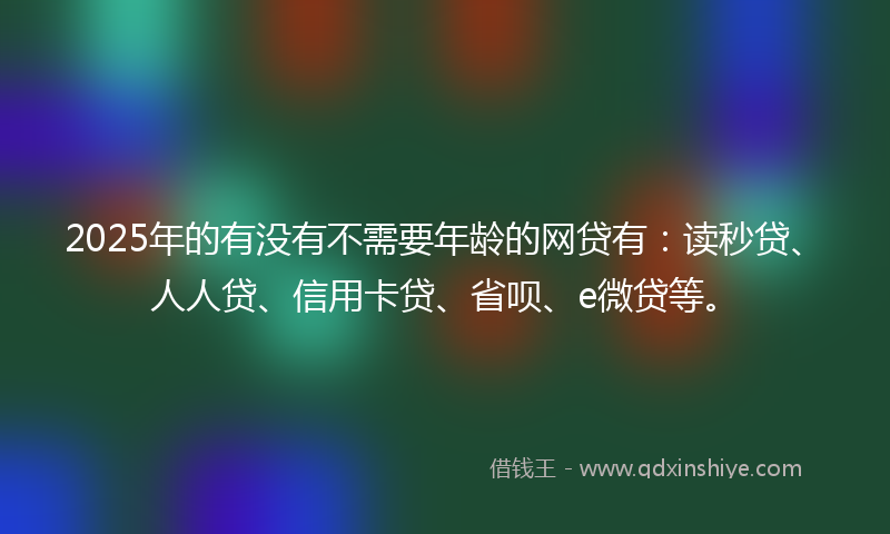 2025年的有没有不需要年龄的网贷有：读秒贷、人人贷、信用卡贷、省呗、e微贷等。