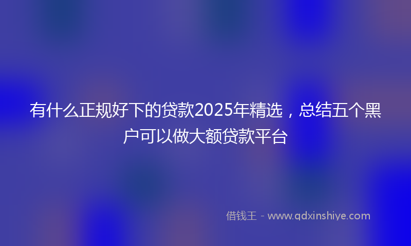 有什么正规好下的贷款2025年精选，总结五个黑户可以做大额贷款平台