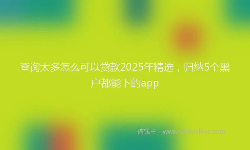 查询太多怎么可以贷款2025年精选，归纳5个黑户都能下的app