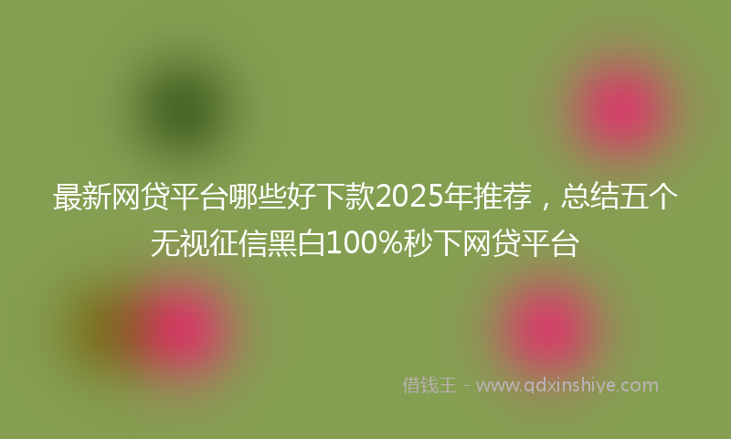 最新网贷平台哪些好下款2025年推荐，总结五个无视征信黑白100%秒下网贷平台