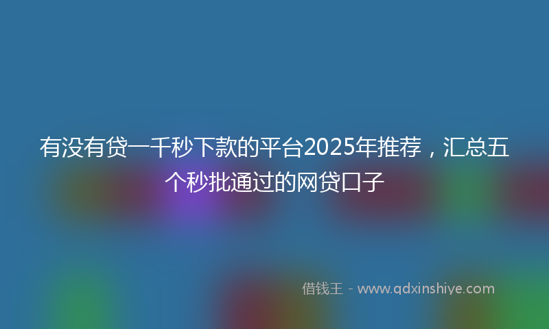 有没有贷一千秒下款的平台2025年推荐，汇总五个秒批通过的网贷口子