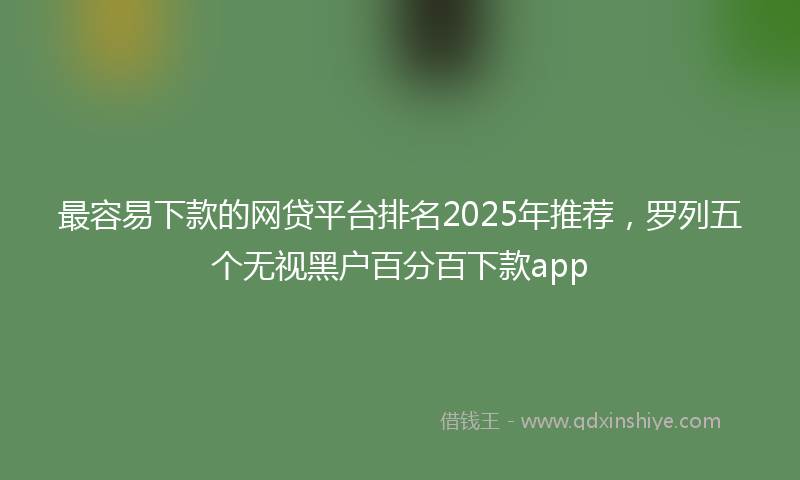最容易下款的网贷平台排名2025年推荐，罗列五个无视黑户百分百下款app