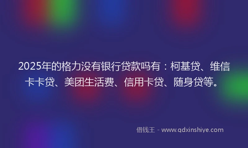 2025年的格力没有银行贷款吗有：柯基贷、维信卡卡贷、美团生活费、信用卡贷、随身贷等。