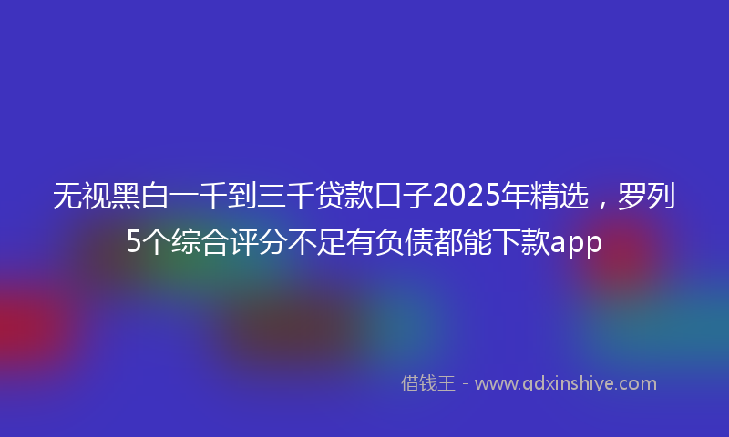 无视黑白一千到三千贷款口子2025年精选，罗列5个综合评分不足有负债都能下款app