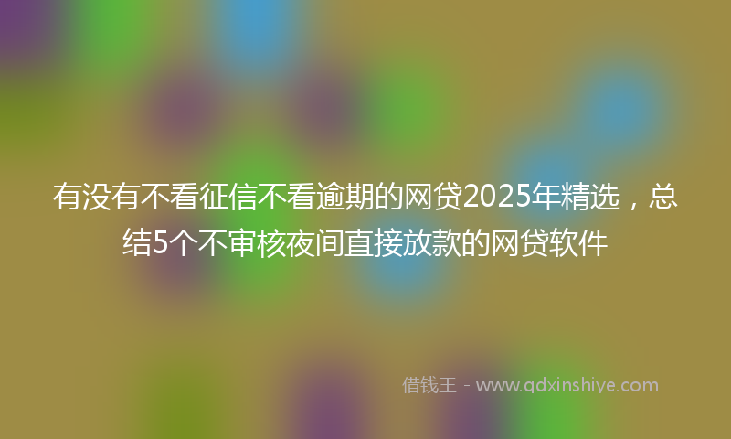有没有不看征信不看逾期的网贷2025年精选，总结5个不审核夜间直接放款的网贷软件