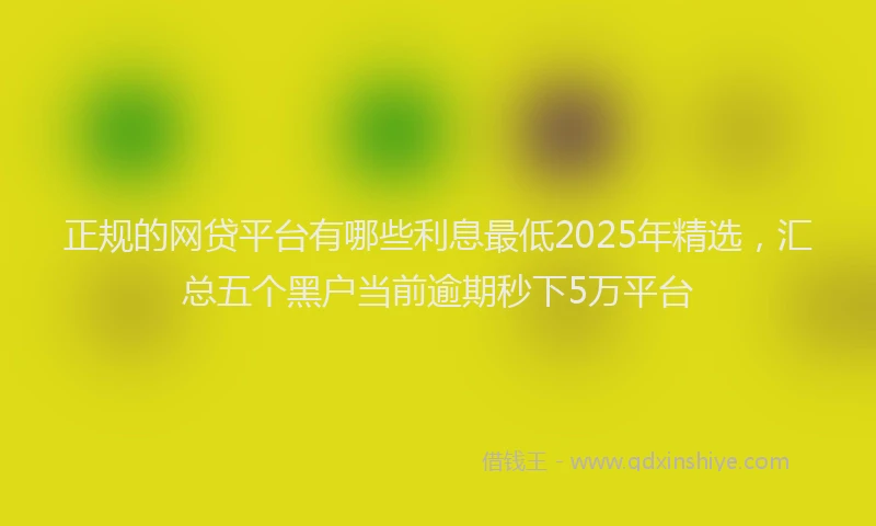 正规的网贷平台有哪些利息最低2025年精选，汇总五个黑户当前逾期秒下5万平台