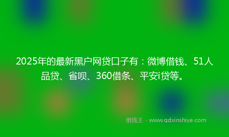 2025年的最新黑户网贷口子有：微博借钱、51人品贷、省呗、360借条、平安i贷等。