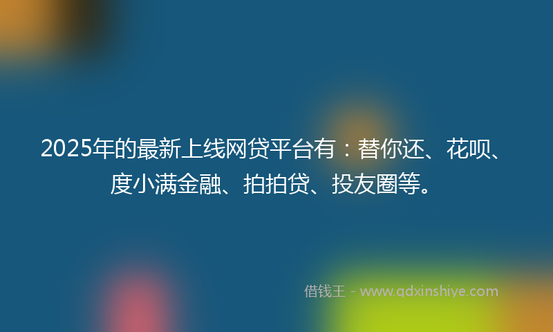 2025年的最新上线网贷平台有：替你还、花呗、度小满金融、拍拍贷、投友圈等。