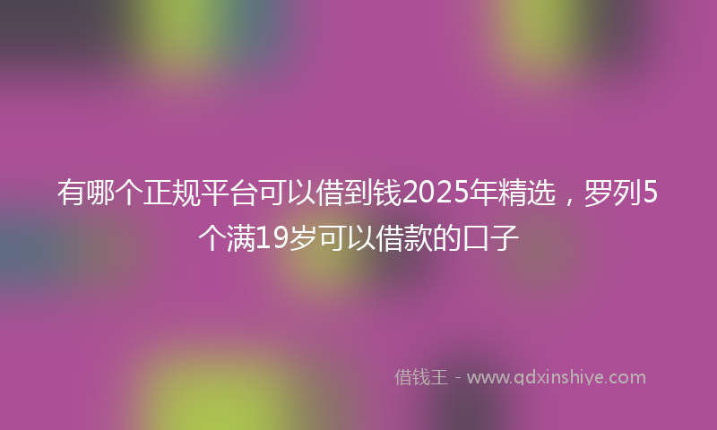 有哪个正规平台可以借到钱2025年精选，罗列5个满19岁可以借款的口子