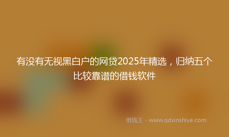 有没有无视黑白户的网贷2025年精选，归纳五个比较靠谱的借钱软件