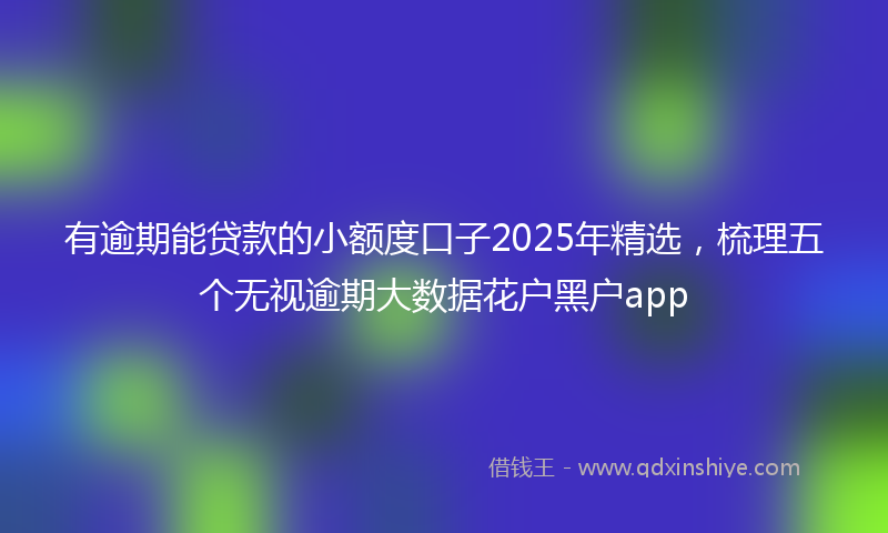 有逾期能贷款的小额度口子2025年精选，梳理五个无视逾期大数据花户黑户app