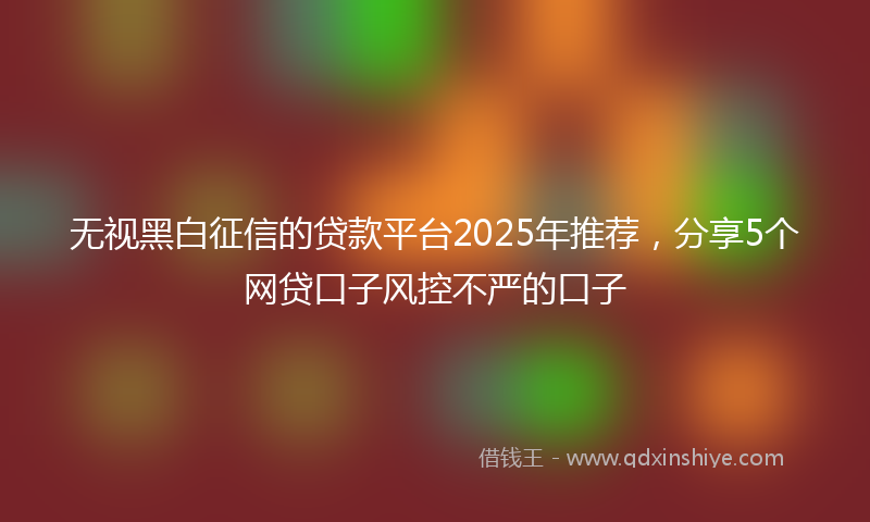 无视黑白征信的贷款平台2025年推荐，分享5个网贷口子风控不严的口子