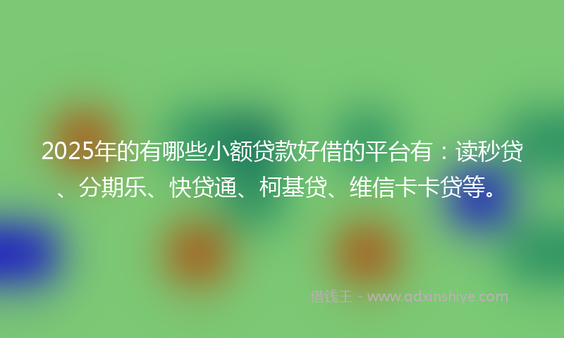 2025年的有哪些小额贷款好借的平台有：读秒贷、分期乐、快贷通、柯基贷、维信卡卡贷等。