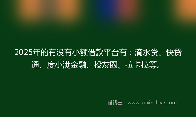 2025年的有没有小额借款平台有：滴水贷、快贷通、度小满金融、投友圈、拉卡拉等。