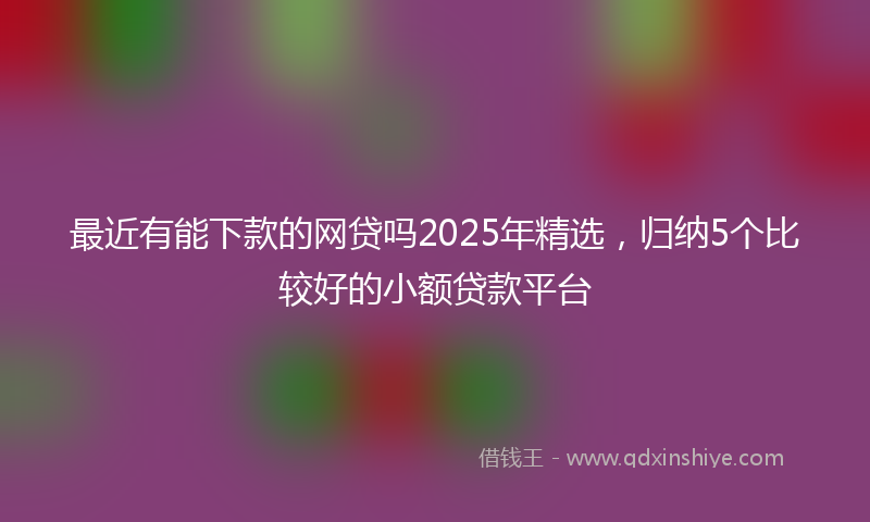 最近有能下款的网贷吗2025年精选，归纳5个比较好的小额贷款平台