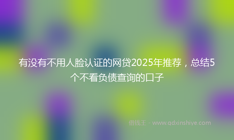 有没有不用人脸认证的网贷2025年推荐，总结5个不看负债查询的口子