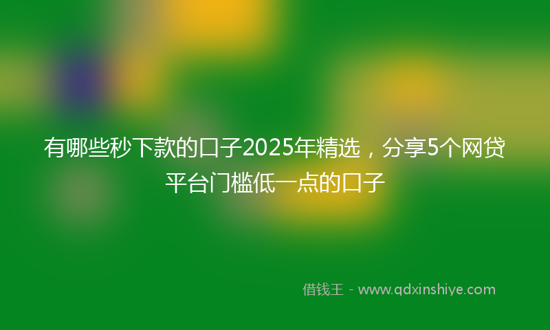 有哪些秒下款的口子2025年精选，分享5个网贷平台门槛低一点的口子