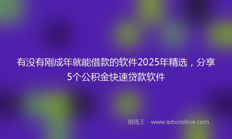 有没有刚成年就能借款的软件2025年精选，分享5个公积金快速贷款软件