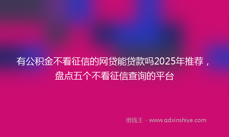 有公积金不看征信的网贷能贷款吗2025年推荐，盘点五个不看征信查询的平台