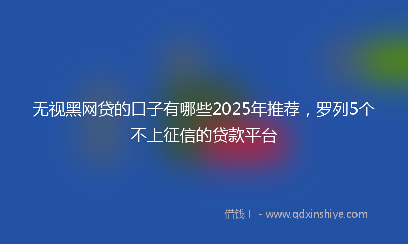 无视黑网贷的口子有哪些2025年推荐，罗列5个不上征信的贷款平台