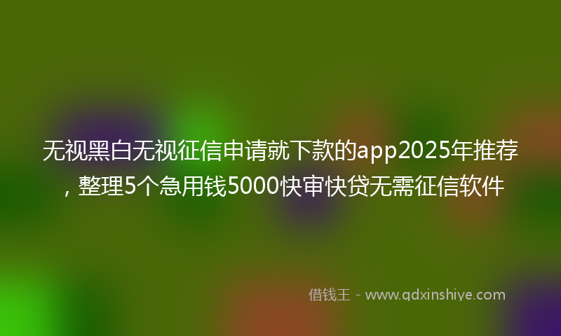 无视黑白无视征信申请就下款的app2025年推荐，整理5个急用钱5000快审快贷无需征信软件