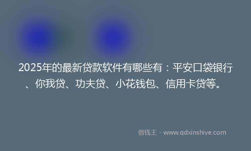 2025年的最新贷款软件有哪些有：平安口袋银行、你我贷、功夫贷、小花钱包、信用卡贷等。