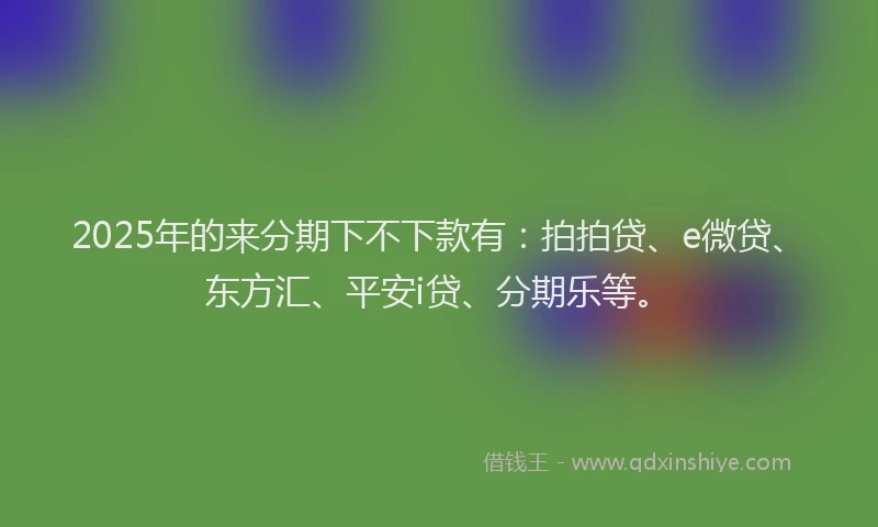 2025年的来分期下不下款有：拍拍贷、e微贷、东方汇、平安i贷、分期乐等。
