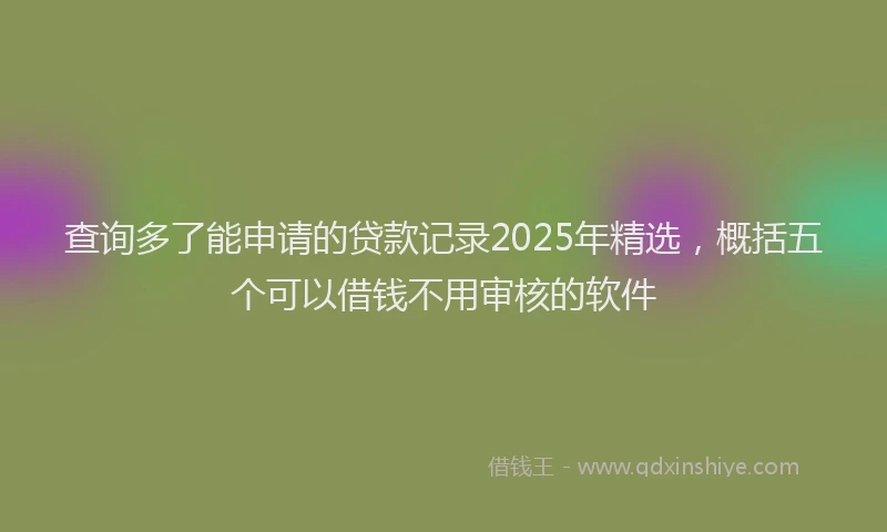 查询多了能申请的贷款记录2025年精选，概括五个可以借钱不用审核的软件