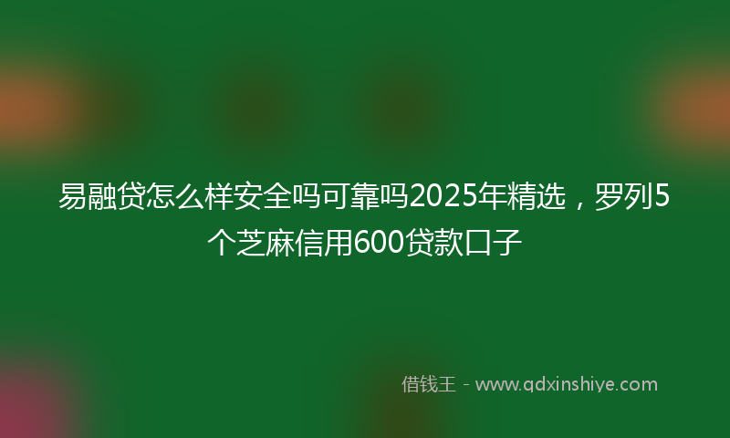 易融贷怎么样安全吗可靠吗2025年精选，罗列5个芝麻信用600贷款口子