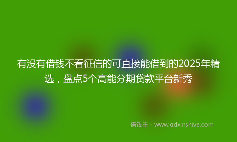 有没有借钱不看征信的可直接能借到的2025年精选，盘点5个高能分期贷款平台新秀