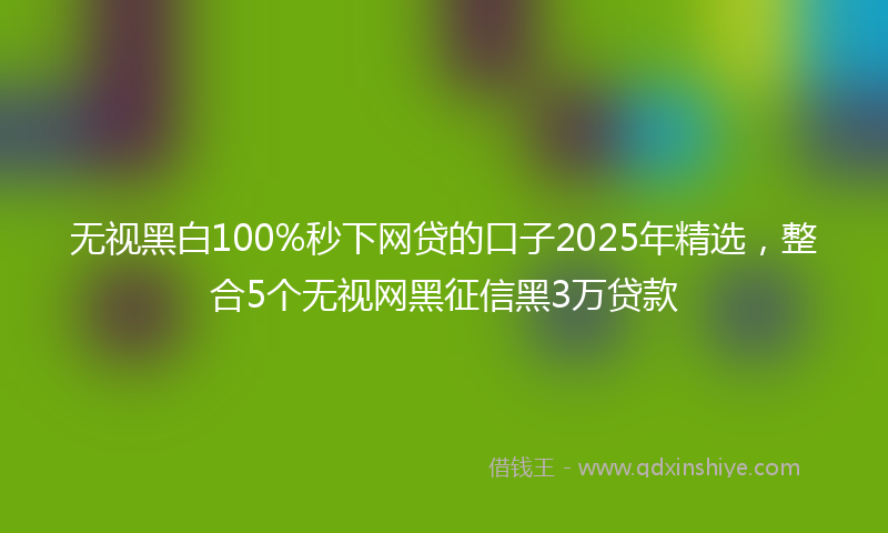 无视黑白100%秒下网贷的口子2025年精选，整合5个无视网黑征信黑3万贷款