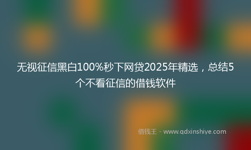 无视征信黑白100%秒下网贷2025年精选，总结5个不看征信的借钱软件