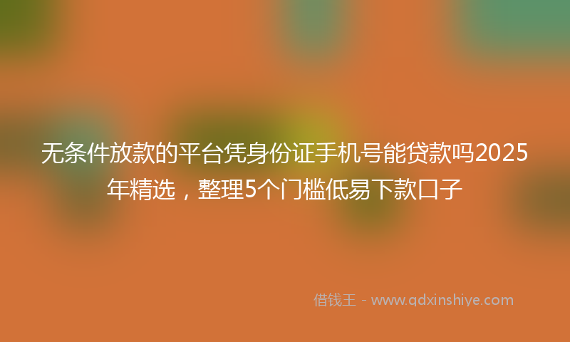 无条件放款的平台凭身份证手机号能贷款吗2025年精选，整理5个门槛低易下款口子
