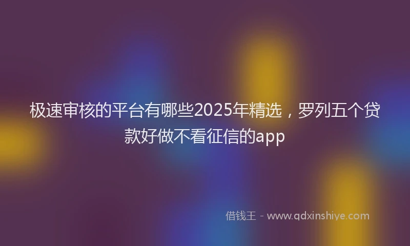 极速审核的平台有哪些2025年精选，罗列五个贷款好做不看征信的app