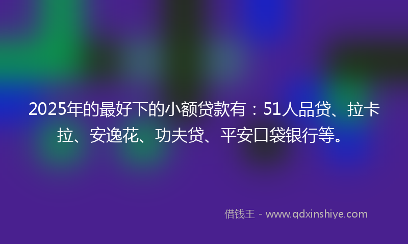 2025年的最好下的小额贷款有：51人品贷、拉卡拉、安逸花、功夫贷、平安口袋银行等。