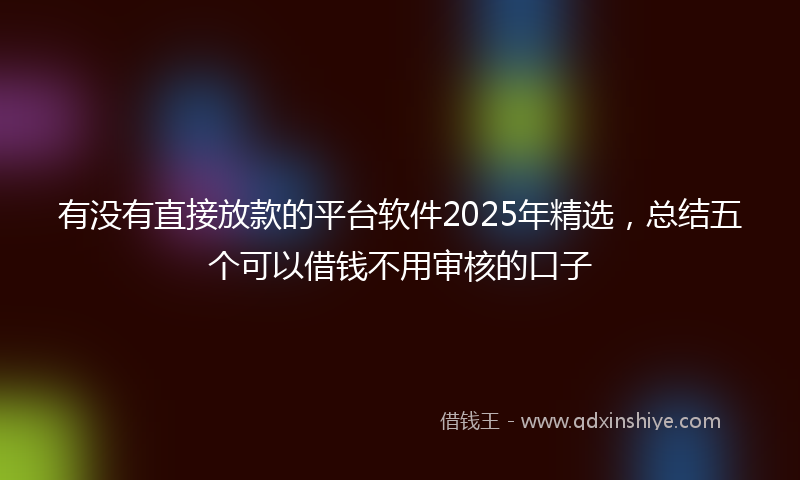 有没有直接放款的平台软件2025年精选，总结五个可以借钱不用审核的口子