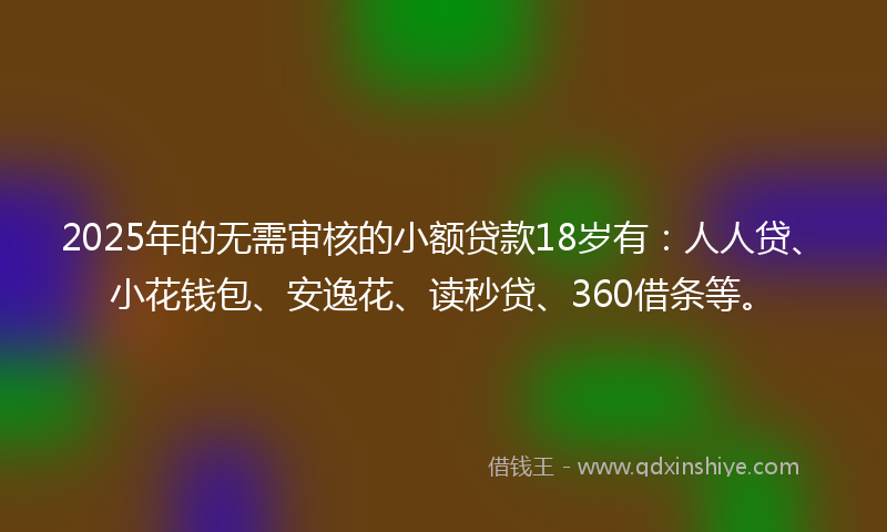 2025年的无需审核的小额贷款18岁有：人人贷、小花钱包、安逸花、读秒贷、360借条等。