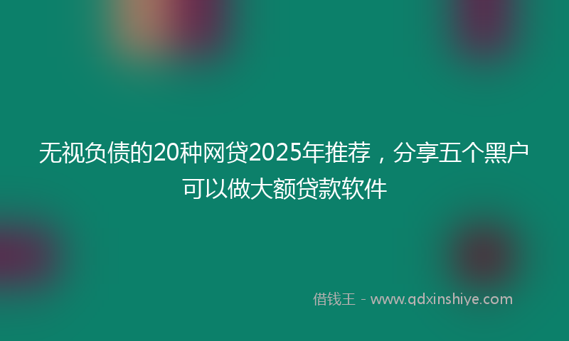 无视负债的20种网贷2025年推荐，分享五个黑户可以做大额贷款软件